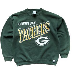 VTG 90s Logo 7 Green Bay Packers Football NFL Sweatshirt Size L Heavy Weight